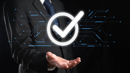 Business person enforces strict quality assurance protocols, ensuring QC and QA standards are met. Achieving certified product excellence through dedicated quality assurance. FaaSの写真素材