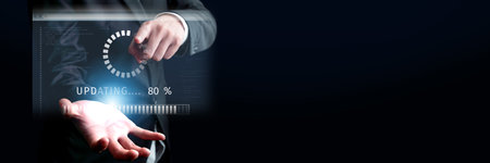 Business person invests in updating knowledge and software, ensuring updated competitiveness. Prioritizing continuous update and upgrading for both knowledge and software efficiency update. FaaSの写真素材