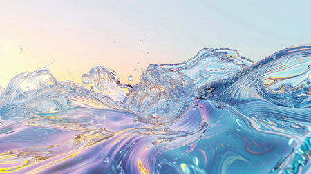 A painting depicting a wind wave in the ocean, showcasing the beauty of water resources in the ecoregion. The liquid merging with the sky in a natural landscape art AIG50の素材