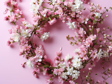 The group of the varies of the flower that has been put on the empty space of background or the blank wallpaper and a group of colourful flower form and arrange varies of the different shape. AIGX03.の素材