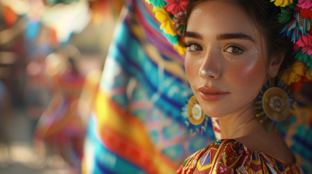 The picture of the professional traditional dancer looking at the camera with the blur background, the professional traditional dancer require skill like the technique, flexibility and balance. AIG43.の素材