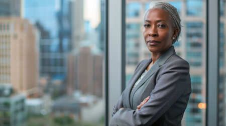 The close up picture of the african american chief executive officer is working inside the office building, the CEO require skill like leadership, management, communication and adaptability. AIG43.の素材