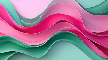 The abstract picture of the two colours of pink and green colours that has been created form of the waving shiny smooth satin fabric that curved and bend around this beauty abstract picture. AIGX01.の素材