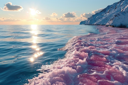 The full view of the nature that surrounded with varies amount of object from the nature like bright light from the sun or the reflective endless ocean from light of the sun and a endless sky. AIGX03.の素材