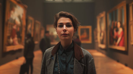 The picture of the museum or the art gallery with the curator that has been filled with the artwork or abstract object, the curator require skills like management and exhibition development. AIG43.の素材