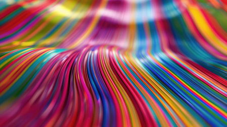 Colorful 3D render of a flowing surface with rainbow colors. AIG51A.の素材