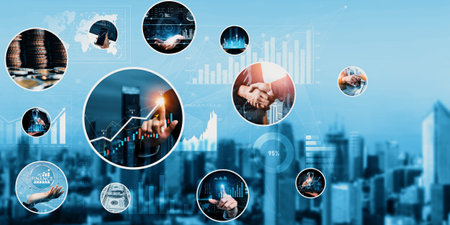 Futuristic business digital financial data technology concept for future big data analytic and...