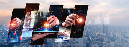 Futuristic business digital financial data technology concept for future big data analytic and...