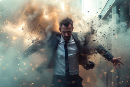 Technology disruption and job replacement concept caused by harmful technological transformation affecting the economic and workforce demands. A man profession is obsolete. AIG41の素材