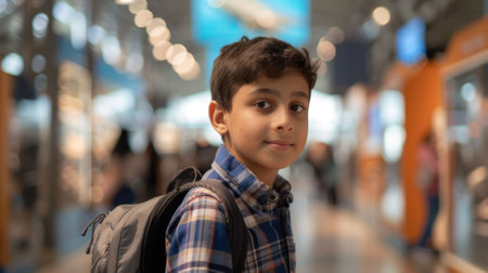 The picture of the middle eastern male child is traveling to the science museum or exhibition with curiosity to learning for education and research for the scientific information exploration. AIG43.の素材