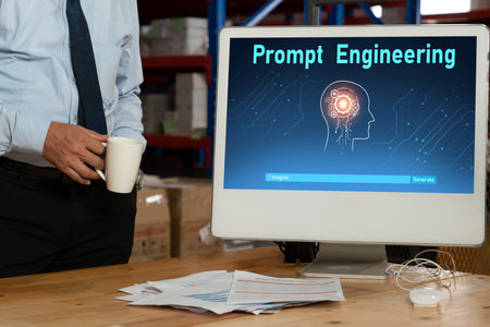 Generative AI virtual assistant tools for prompt engineer and user for ease of engage artificial intelligence AI technology help people to work with generative AI functions by prompting the AI snuglyの写真素材
