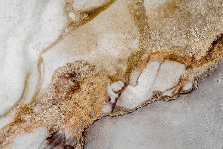 Original artwork photo of marble ink abstract art. High resolution photograph from exemplary original painting. Abstract painting was painted on HQ paper texture to create smooth marbling pattern.の写真素材