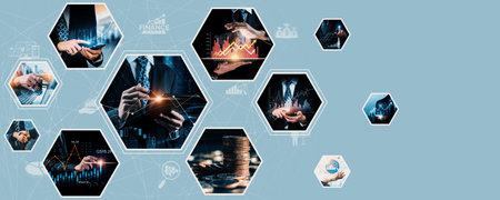 Futuristic business digital financial data technology concept for future big data analytic and...
