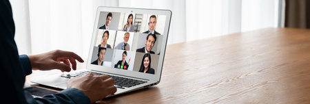 Business people on video conference for modish virtual group meeting of corprate business office...