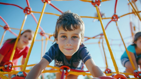 A group of young girls enjoying leisure time on a playground, having fun under the sky and sharing moments of art and recreation in the city. AIG41の素材