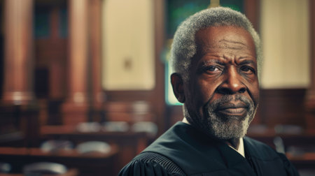 The picture of the african american judge is working inside the court in the morning day to conducts the trials, the judge require skill like the legal knowledge, empathy, fairness, justice. AIG43.の素材