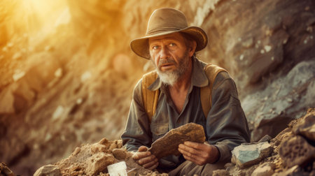 The picture of the archaeologist is working in dig site to search for antique item, the archaeologist require skill like research skill, fieldwork experience, analysis, and site Interpretation. AIG43.の素材