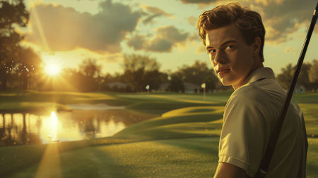 The picture of the professional golfer is playing the golf inside the grass green field, the golfer require skill like the mental focus, concentration, technique, strategy and physical fitness. AIG43.の素材