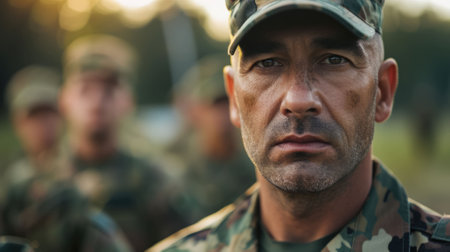 The picture of the military officer is working as instructor to training the soldier for army service, the instructor require skill instructional skill, clear communication, effective teaching. AIG43.の素材