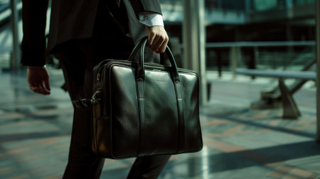 The picture of a person is working as business person with bag and walking to office building, the businessman also require skill like management, negotiation, marketing and the communication. AIG43.の素材