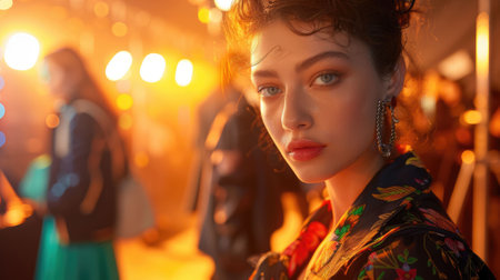 The close up picture of the fashion model at the backstage to prepare make up, the fashion model require skills like posing technique, fashion trend knowledge, facial expression and confidence. AIG43.の素材