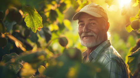The picture of the gardener working inside the garden about keeping and take care the tree, gardener require skills like plant knowledge, soil management, environment awareness, pest control. AIG43.の素材