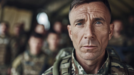 The picture of the military officer is working as instructor to training the soldier for army service, the instructor require skill instructional skill, clear communication, effective teaching. AIG43.の素材