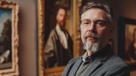 The picture of the museum or the art gallery with the curator that has been filled with the artwork or abstract object, the curator require skills like management and exhibition development. AIG43.の素材