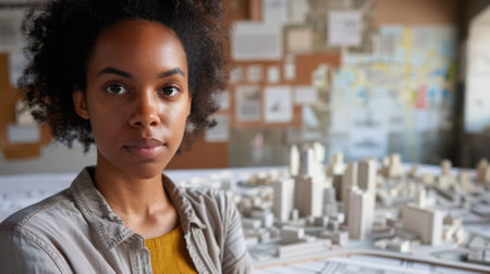 The picture of urban planner working on the city model to planning construction city, the city designer or urban planner require architecture knowledge, planning, communication and management. AIG43.の素材