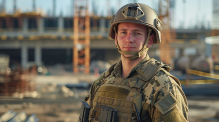 The picture of the military architect is working inside the construction site to planning to create the building structure, the architect require building knowledge and material knowledge. AIG43.の素材