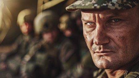 The picture of the military officer is working as instructor to training the soldier for army service, the instructor require skill instructional skill, clear communication, effective teaching. AIG43.の素材