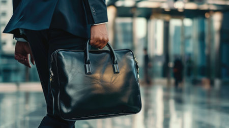 The picture of a person is working as business person with bag and walking to office building, the businessman also require skill like management, negotiation, marketing and the communication. AIG43.の素材
