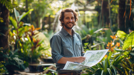 The picture of the architect designing garden for resident and filled with green plant, the architecture require skill like building regulation, project management and construction Knowledge. AIG43.の素材