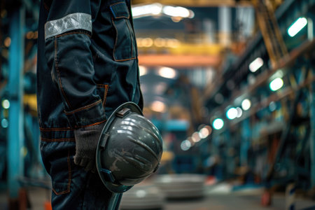 The close up picture view of the engineer with hardhat and standing inside a factory industry, the engineer also require skill like technical experience, management and the communication skill. AIG43.の素材