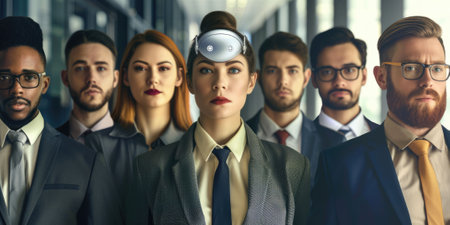 The picture of the group of the people standing next to each other together and come from various jobs and races, the different race gathering together that stand for the unite and teamwork. AIG43.の素材