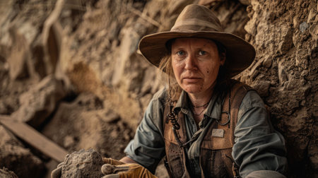 The picture of the archaeologist is working in dig site to search for antique item, the archaeologist require skill like research skill, fieldwork experience, analysis, and site Interpretation. AIG43.の素材