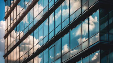 A big tall structure with an uncountable amount of the mirror or glass that reflect the of light by the bright sun and show what is on the other side of them that the picture of it so clear. AIGX03.の素材