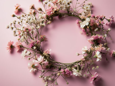 The group of the varies of the flower that has been put on the empty space of background or the blank wallpaper and a group of colourful flower form and arrange varies of the different shape. AIGX03.の素材