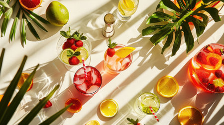 A variety of fruits and vegetables, including Rangpur, yellow, and other ingredients, are beautifully arranged in a circle on a table for a vibrant and colorful dishware display AIG50の素材