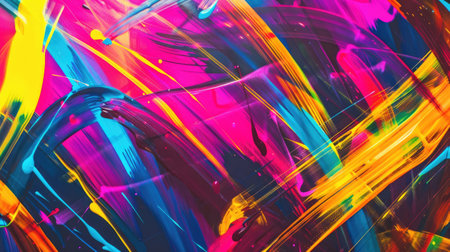 A close up of a vivid array of neon lights glowing in shades of purple, pink, magenta, and violet against a dark background, resembling an organism or plant with striking visual effect lighting AIG50の素材