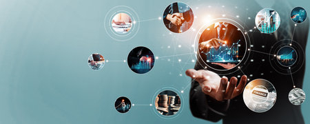 Futuristic business digital financial data technology concept for future big data analytic and...