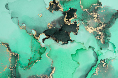Original artwork photo of marble ink abstract art. High resolution photograph from exemplary original painting. Abstract painting was painted on HQ paper texture to create smooth marbling pattern.の写真素材