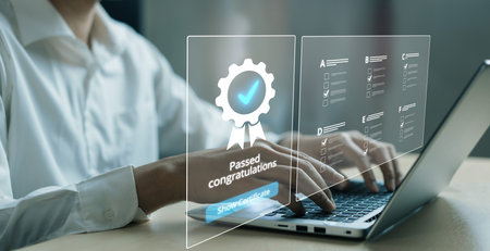 Business person secures product certification, marking a key achievement. Demonstrates commitment to...