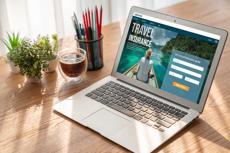 Online travel insurance agency providing worry-free travel trip to travelers snuglyの写真素材