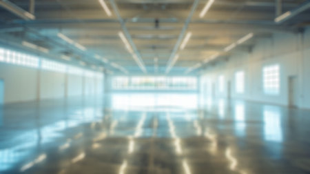 Blur background of spacious empty garage interior with natural lighting. Interior design of empty...