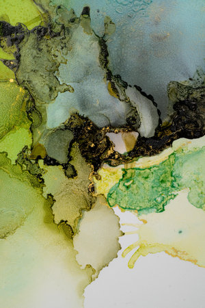 Original artwork photo of marble ink abstract art. High resolution photograph from exemplary original painting. Abstract painting was painted on HQ paper texture to create smooth marbling pattern.の写真素材