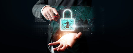 Business person explore the core of cyber security. Delve into cyber protection methods, threats,...