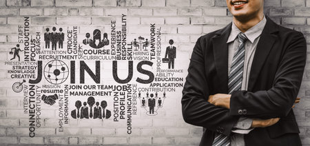 Human Resources Recruitment and People Networking Concept. Modern graphic interface showing...