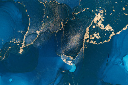 Original artwork photo of marble ink abstract art. High resolution photograph from exemplary original painting. Abstract painting was painted on HQ paper texture to create smooth marbling pattern.の写真素材