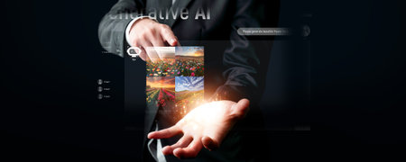 Human interact with AI artificial intelligence virtual assistant chatbot in concept of AI artificial intelligence prompt engineering, LLM AI deep learning to use generative AI for work support. FaaSの写真素材